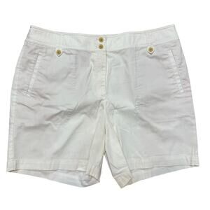 Talbots White Chino Shorts Plus Size 18 Coastal Country Club Bermuda -NWOT